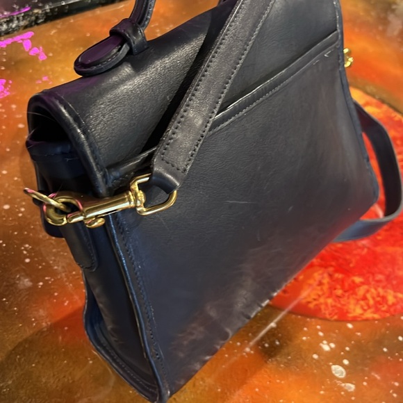 Vintage COACH Court Navy Blue Leather Multi purpose Bag - Picture 5 of 13